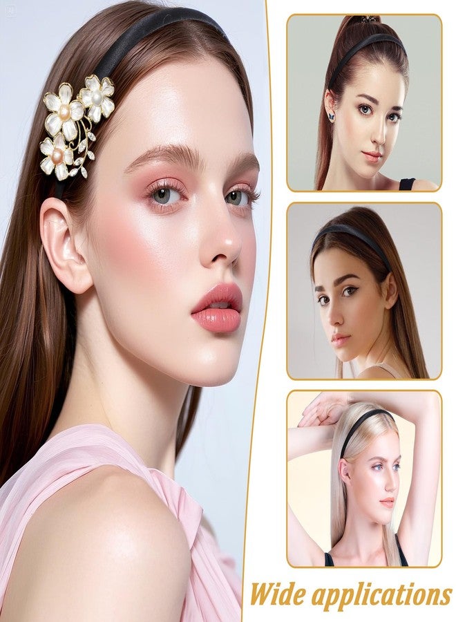 Qulkws 2 Pcs Soft Satin Headband, Black Velvet Padded Headbands, Fashion Elastic Solid Hairband for Women Cosplay Holiday Halloween Crafts Gifts - Image 5